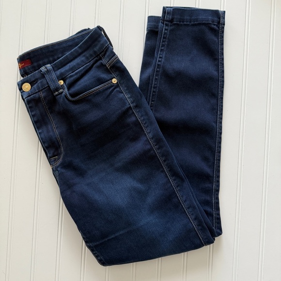 7 For All Mankind Women’s Skinny Jeans Dark Wash Size 28 - Picture 3 of 5